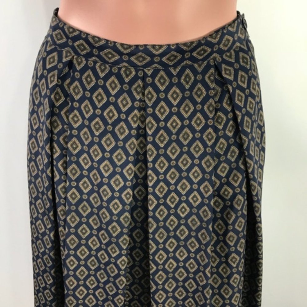 La Chine Classic Balinda Wang Navy Painted Maxi Skirt Size 6 - Picture 3 of 8